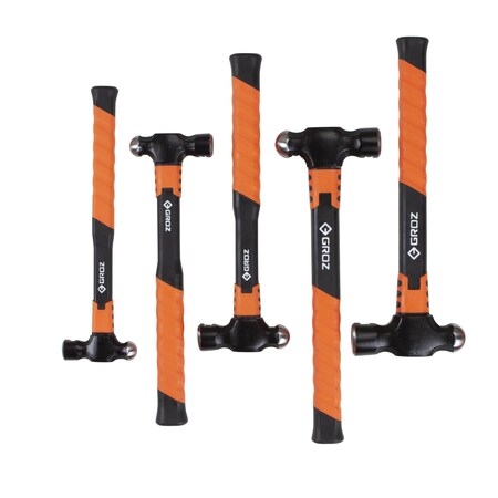 Groz Ball Pein Hammers Set - 5pcs, 8, 12, 16, 24 & 32 Oz. BPFG/ST/5